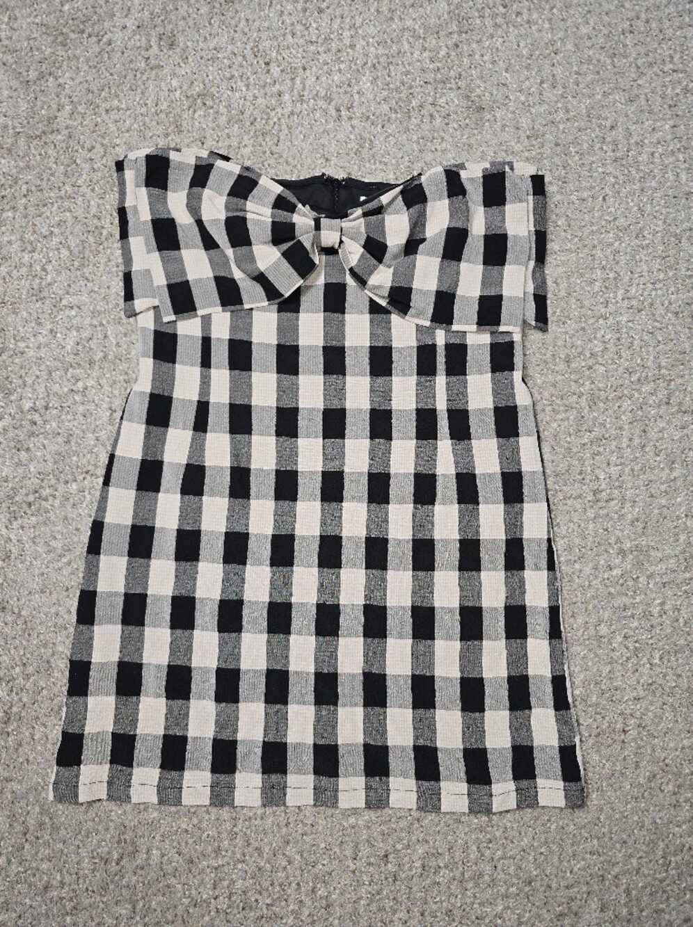 TCEC Black Dress with Bow & Gingham Print Size Large